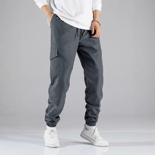 Men's cargo jogger pants with elastic waistband and side pockets Lune London
