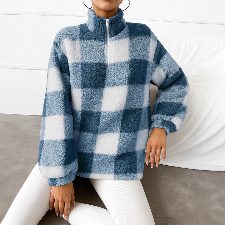 Fleece pullover for women with high neck and full zip Lune London