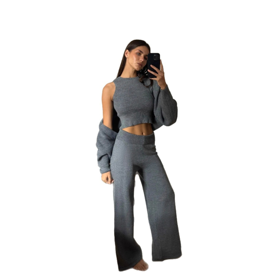 Ensemble de lounge en tricot pour femmes avec pantalon ample et pull ample Chic & Stil
