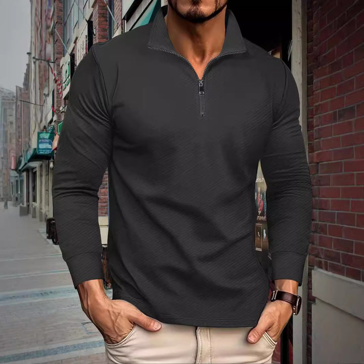 Long sleeve shirt for men with high collar and practical zip opening Lune London