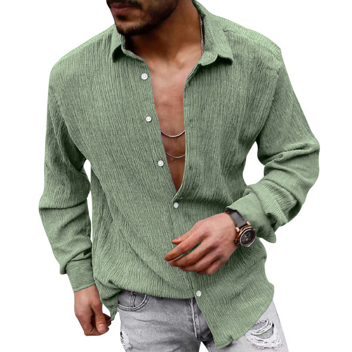 Casual long sleeve shirt for men in textured fabric with a modern look Lune London
