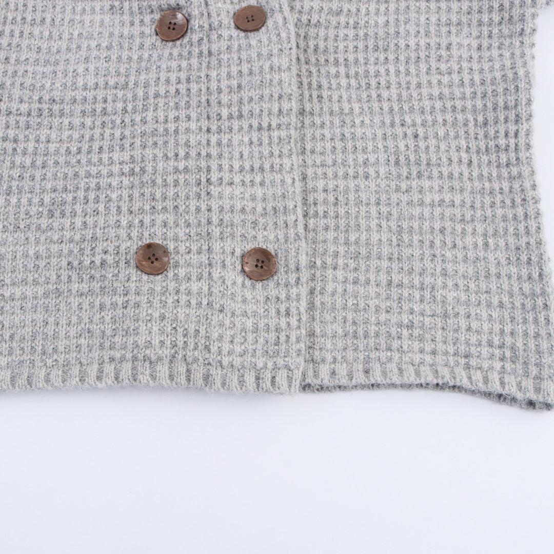 Knitted jacket for women with double-breasted and high collar Lune London
