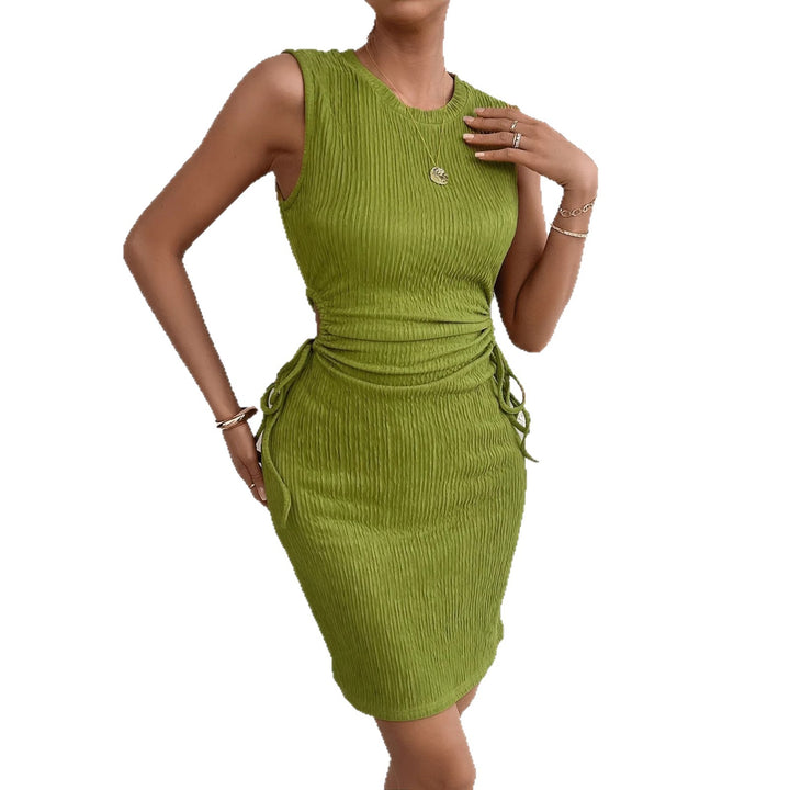 Fitted wrap dress for women with gathered detail and side ties Chic & Stil