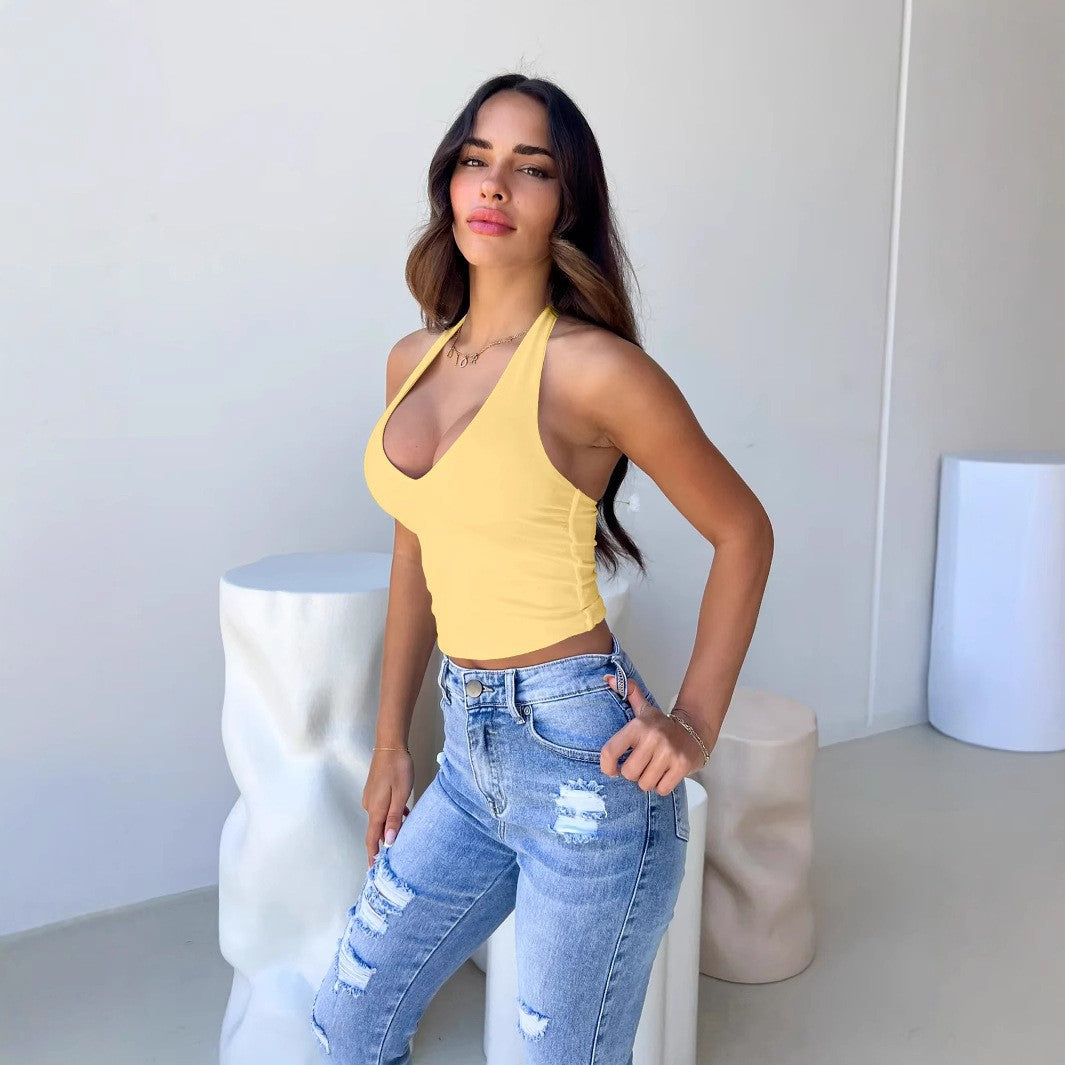 Women's one-sided cross-cut halter top Lune London