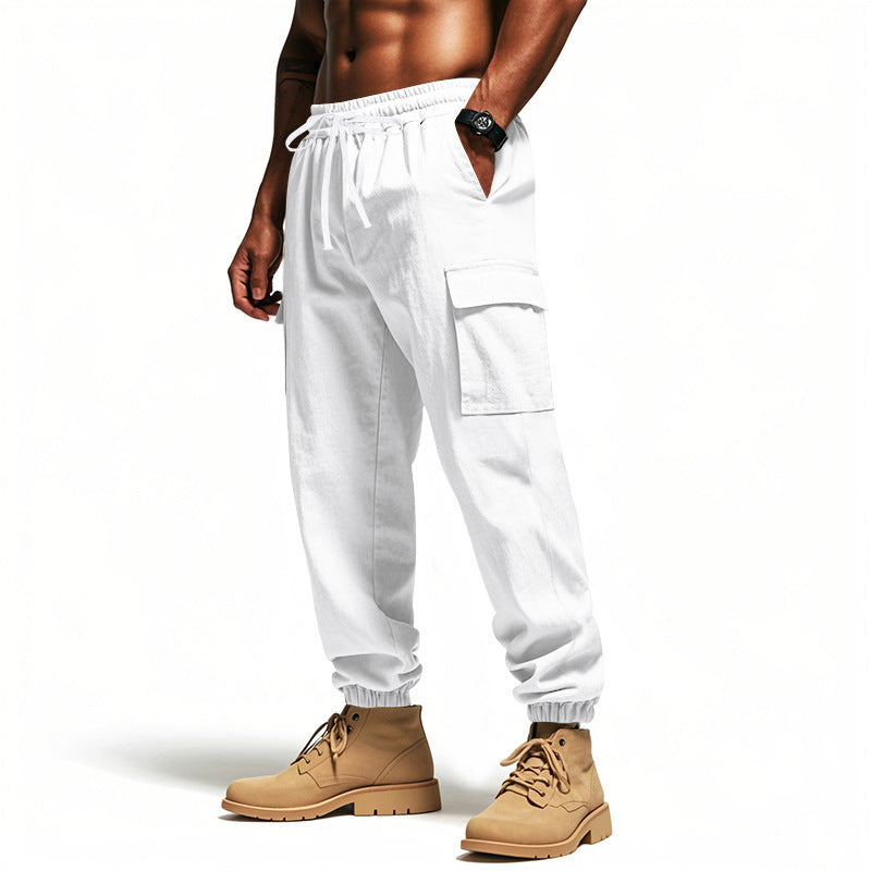 Men's cargo jogger pants with elastic waistband and practical side pockets Lune London