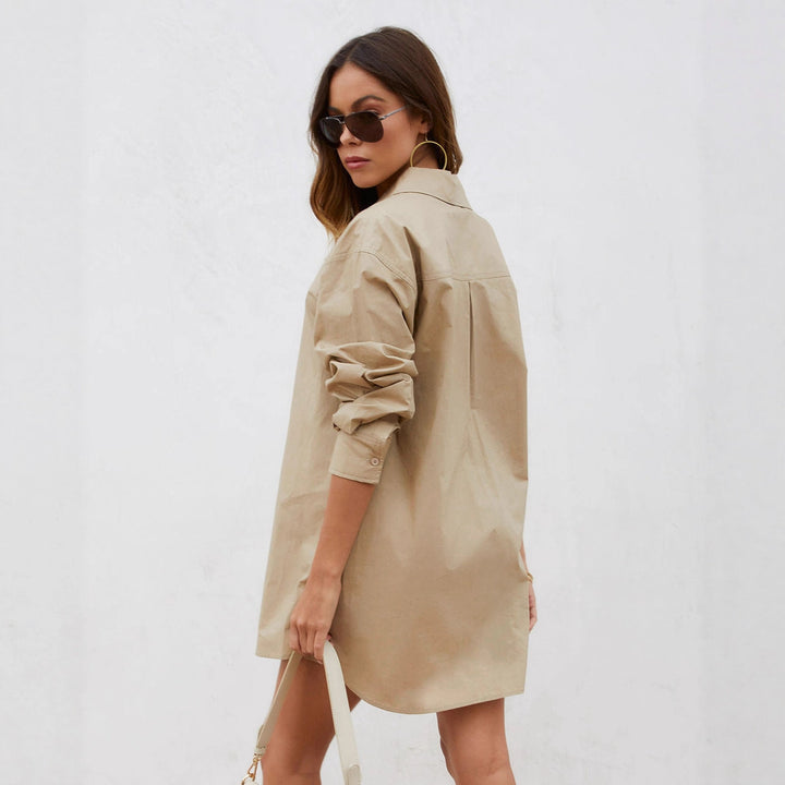 Long sleeve blouse for women in oversized fit with comfortable chest pockets and casual design Chic & Stil