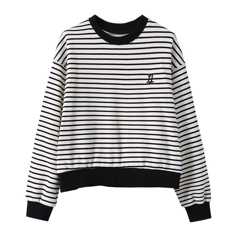 Women's casual round neck sweatshirt with stripes Chic & Stil
