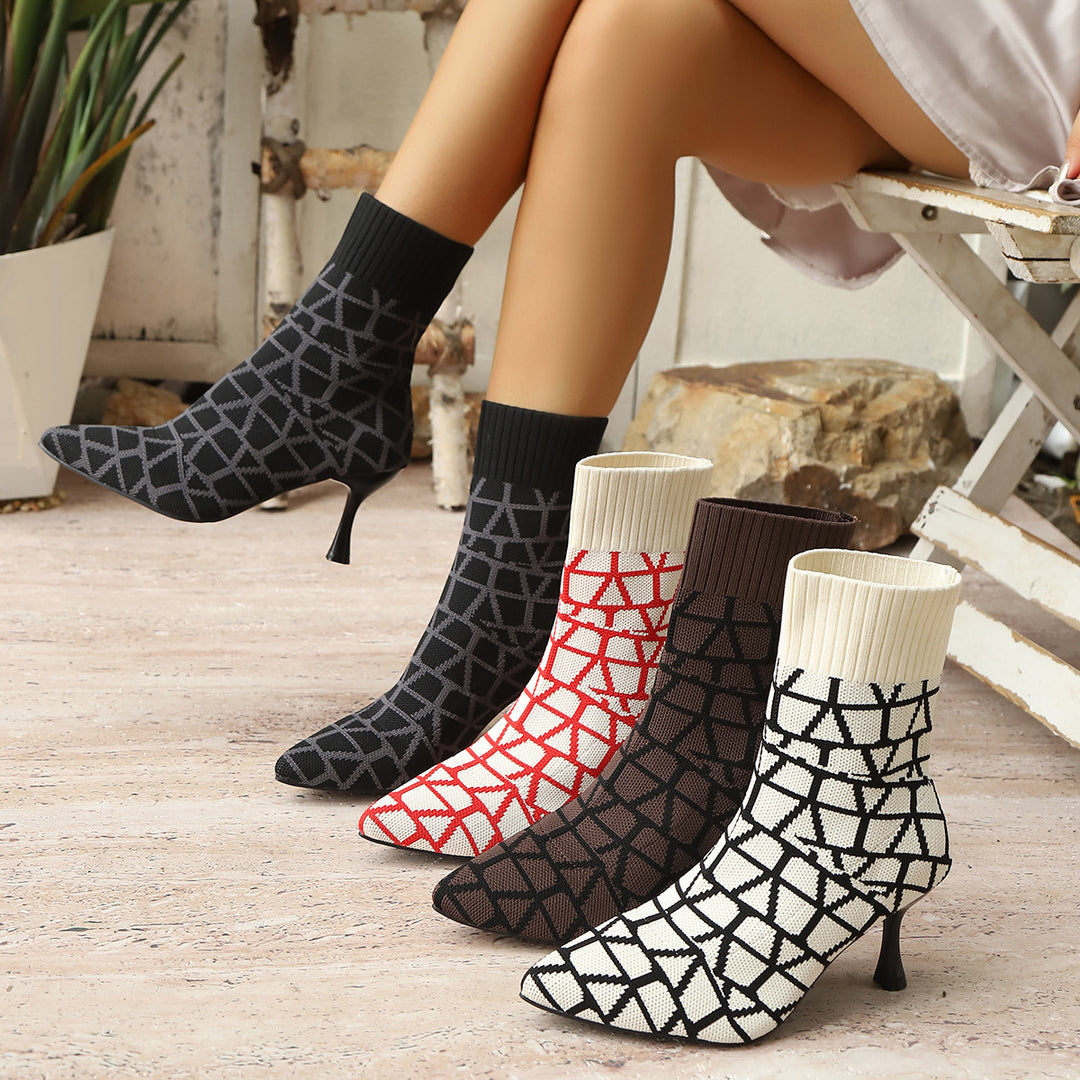 Ladies' limited boots with sock shoes and an elegant heel Lune London