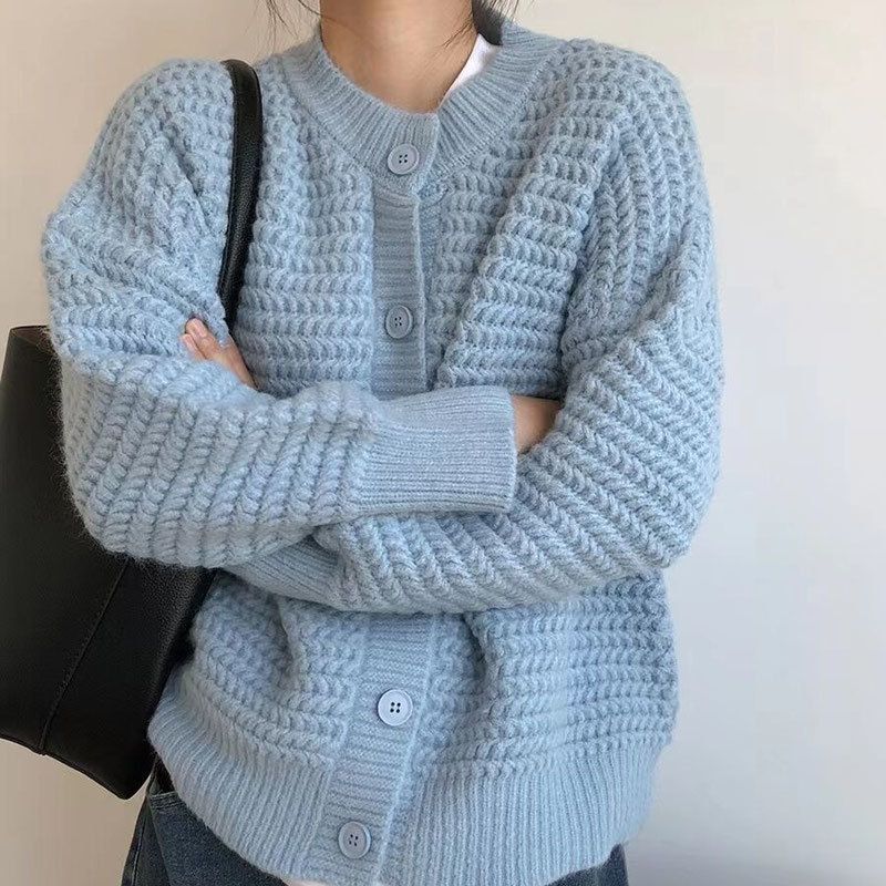 Thick knit jacket for women with button details and oversized cut Lune London