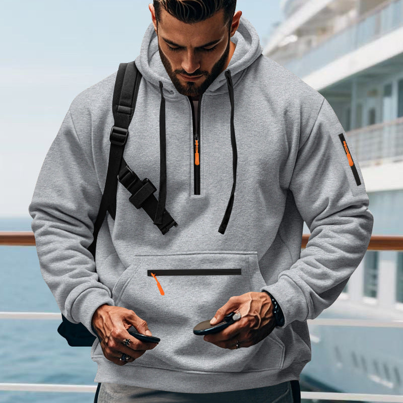 Men's sporty hoodie with zipper and practical pockets Lune London