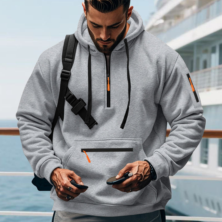 Men's sporty hoodie with zipper and practical pockets Lune London