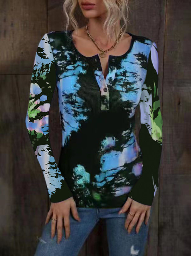 Long sleeve women’s T-shirt with trendy print and high-quality material texture Lune London