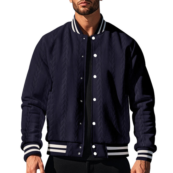 Urban university jacket for men with structured knit design Lune London