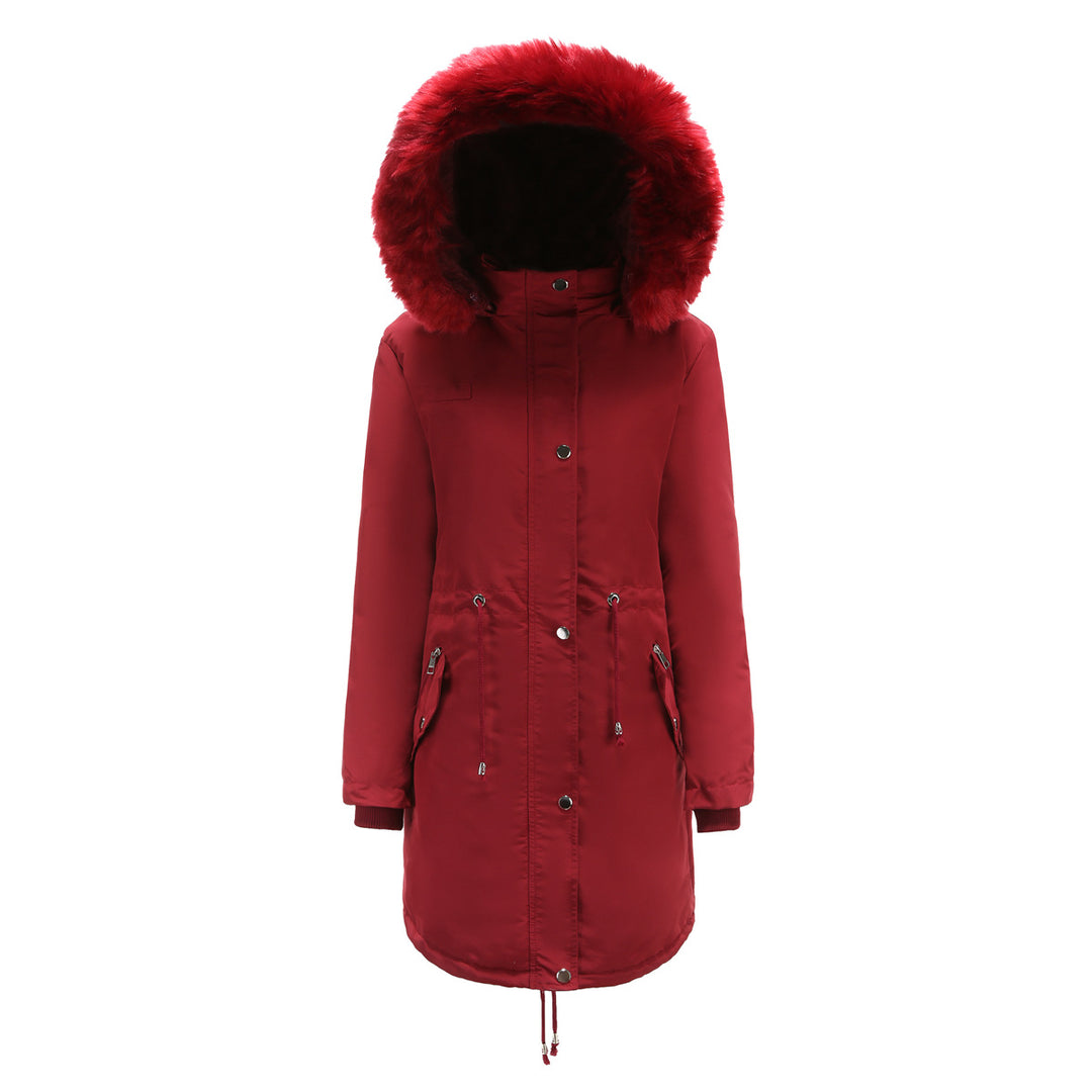 Ladies park jacket with removable faux fur collar and zippered side pockets Lune London