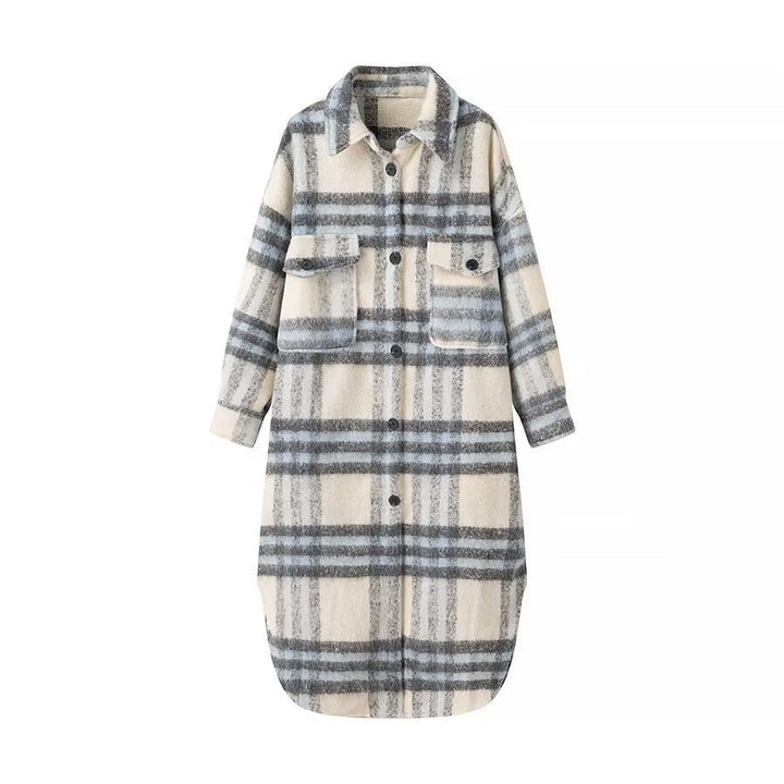 Manteau en laine surdimensionné à la mode pour femmes avec motif à carreaux Chic & Stil