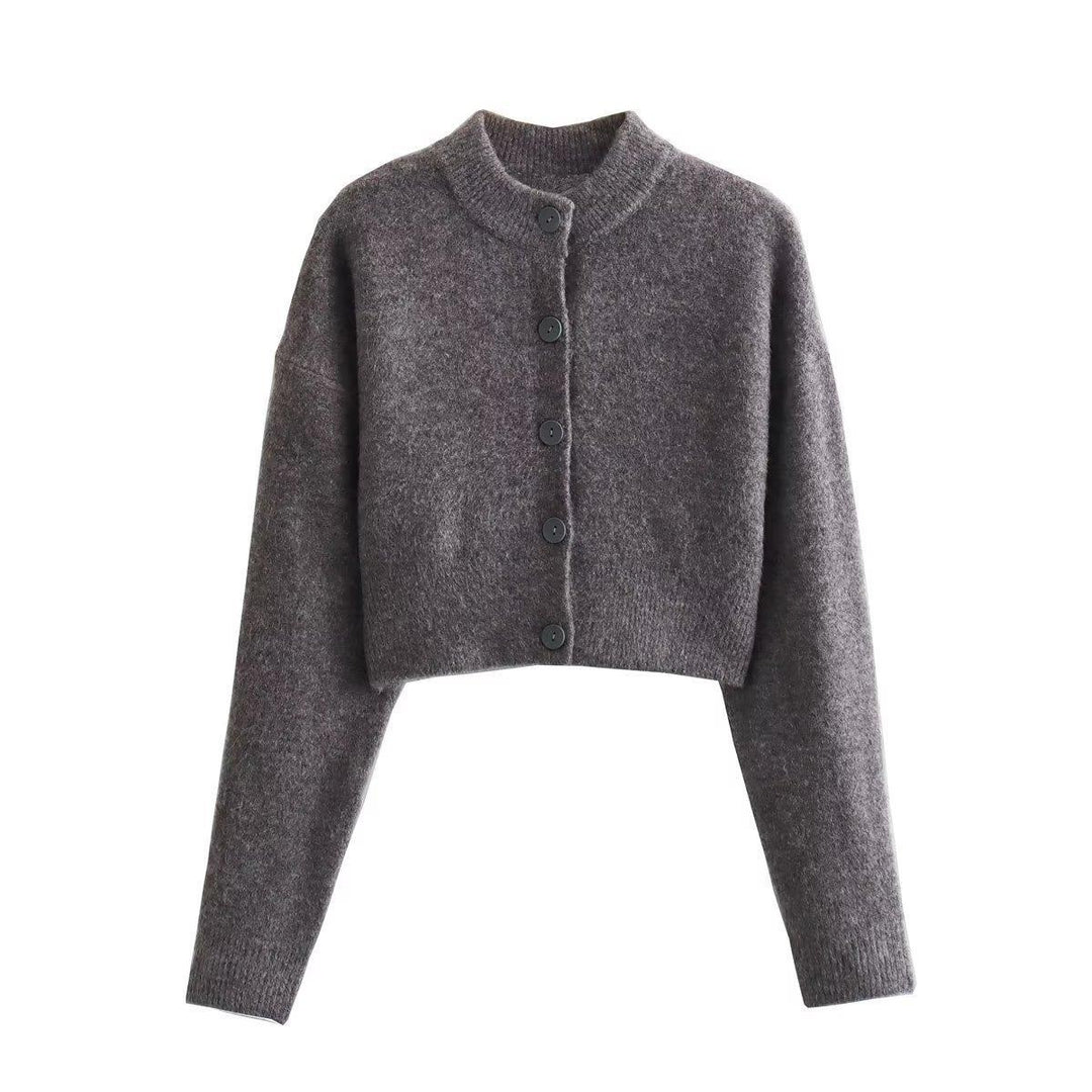 Cropped knit jacket for women with modern buttons Lune London