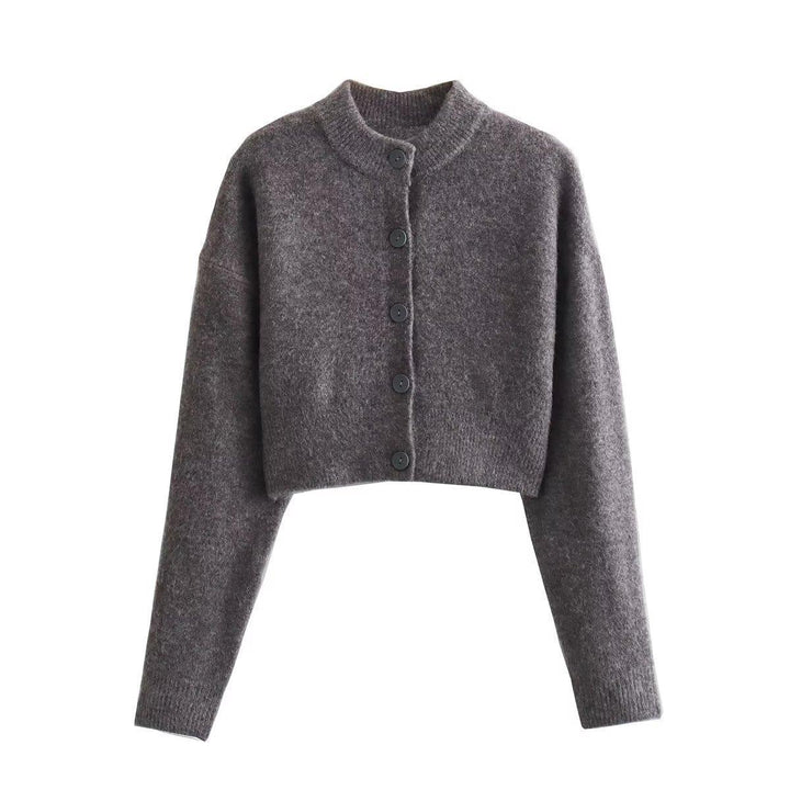 Cropped knit jacket for women with modern buttons Lune London