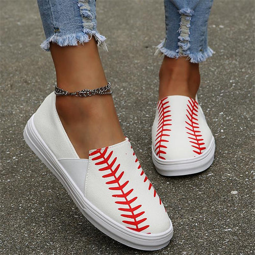 Casual slip-on sneakers for women with sporty baseball design Lune London