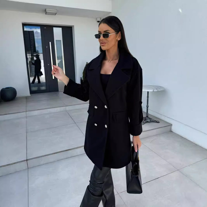 Ladies oversized blazer elegantly tailored with a double row of buttons Lune London