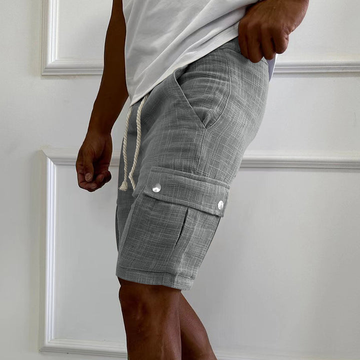 Shorts cargo pour hommes en mélange de lin respirant avec poches latérales pratiques Lune London