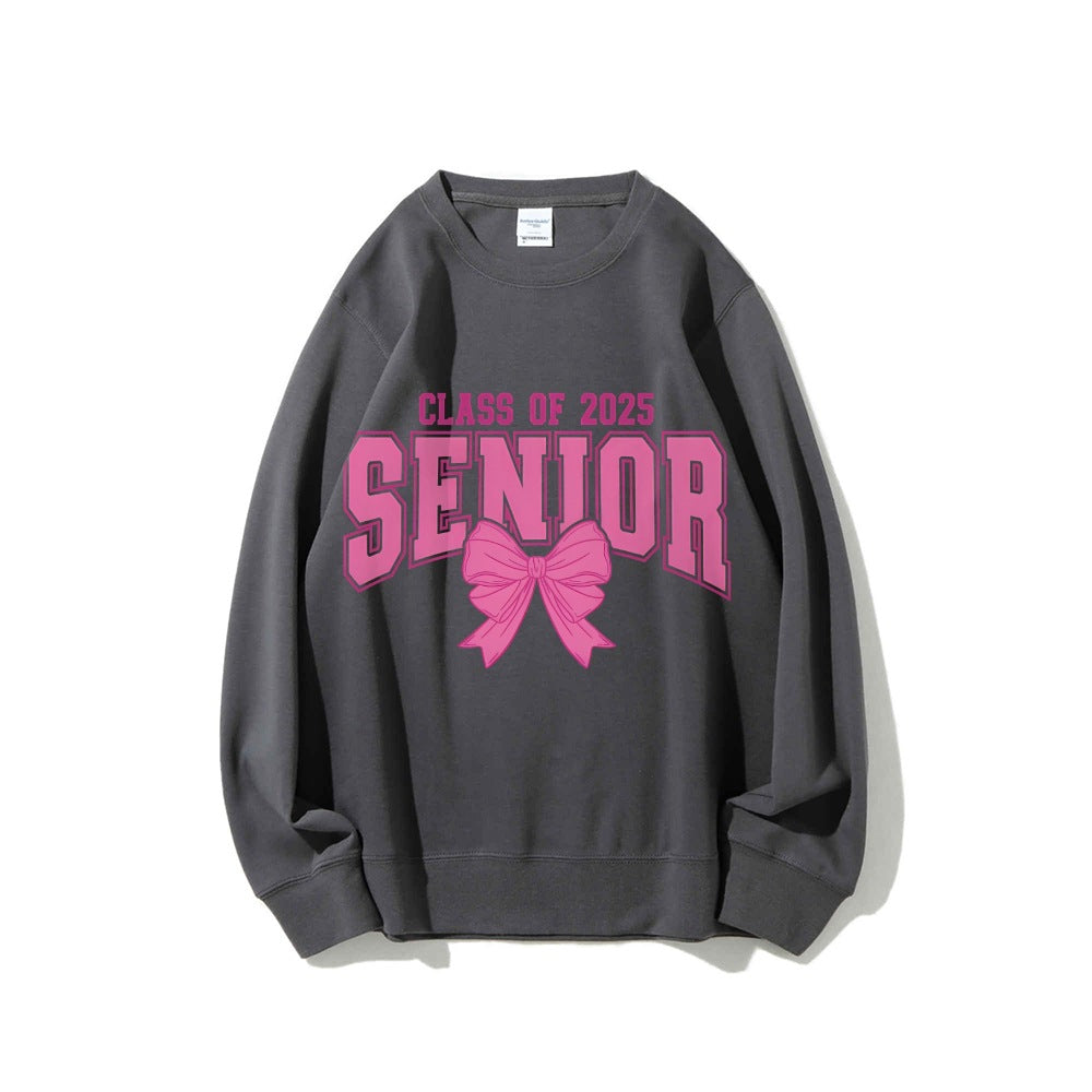 Sweatshirt pour femmes avec l'année de graduation et design de nœud décoratif Chic & Stil