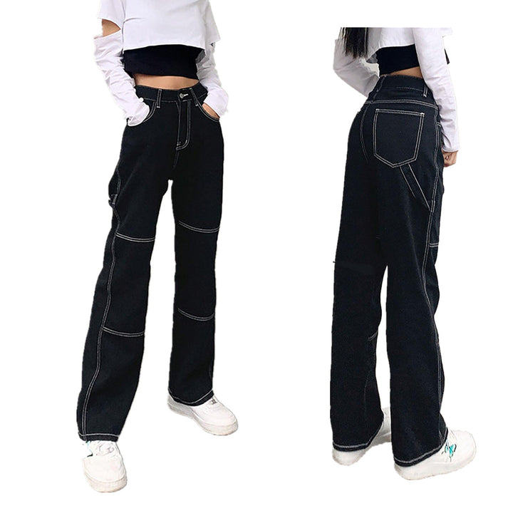 Lune London | Women wide jeans with fashionable contrasting seams