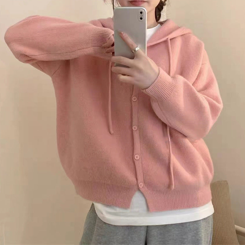 Cardigan pour femmes confortable avec capuche et fermeture à boutons Chic & Stil