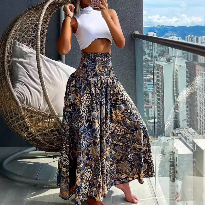 Boho maxi skirt for women with elastic waist Lune London