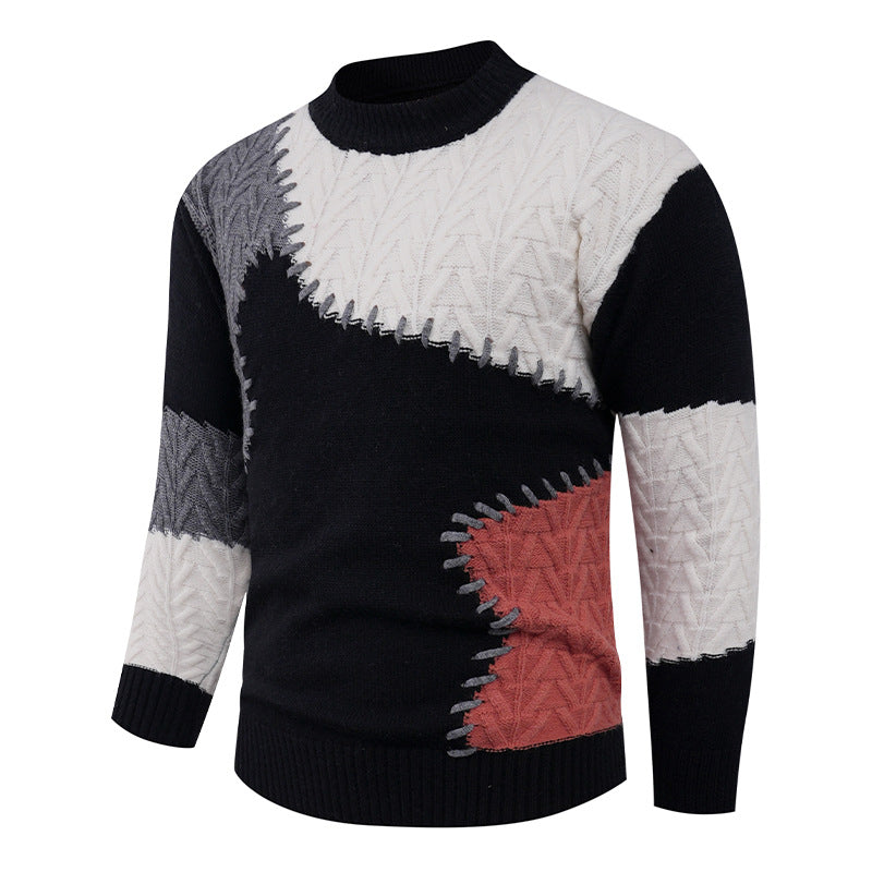 Fashionable knit sweater for men with a creative patchwork design Lune London