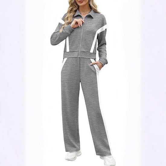 Dames Ensemble de loisir sportif avec motif à rayures à la mode Lune London