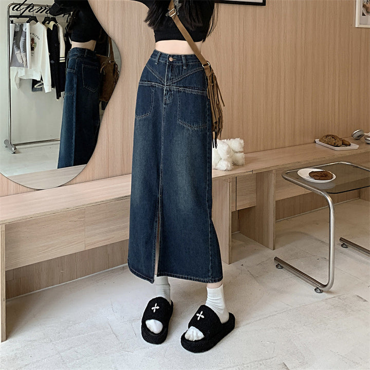Jupe en jean pour femmes avec fente élevée Chic & Stil