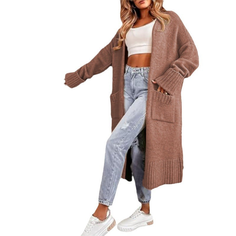 Ladies chunky knit cardigan with deep pockets and soft material Lune London