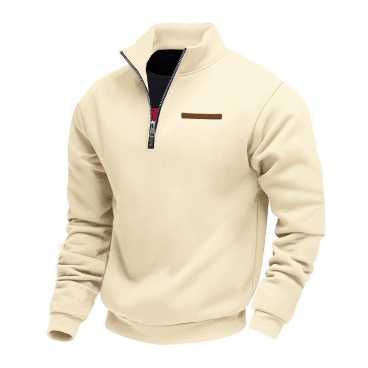 Sporty fleece pullover for men with half-zip Lune London