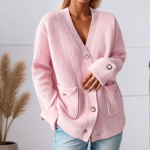 Chunky knit cardigan for women with practical pockets and stylish button details Lune London