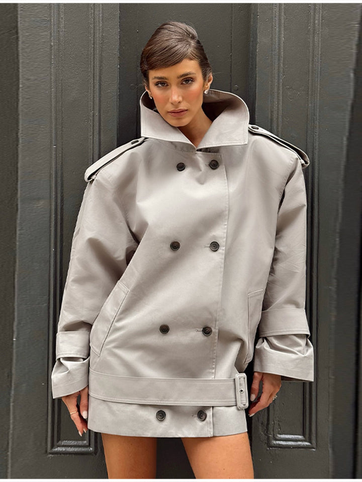 Ladies Urban Trench Coat with high collar and double-breasted Lune London