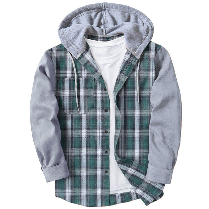 Casual flannel shirts for men with hood and two patch pockets Lune London