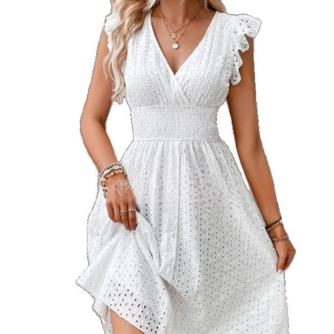 Summer Ruffle Dress for Women with Waffle Texture Lune London