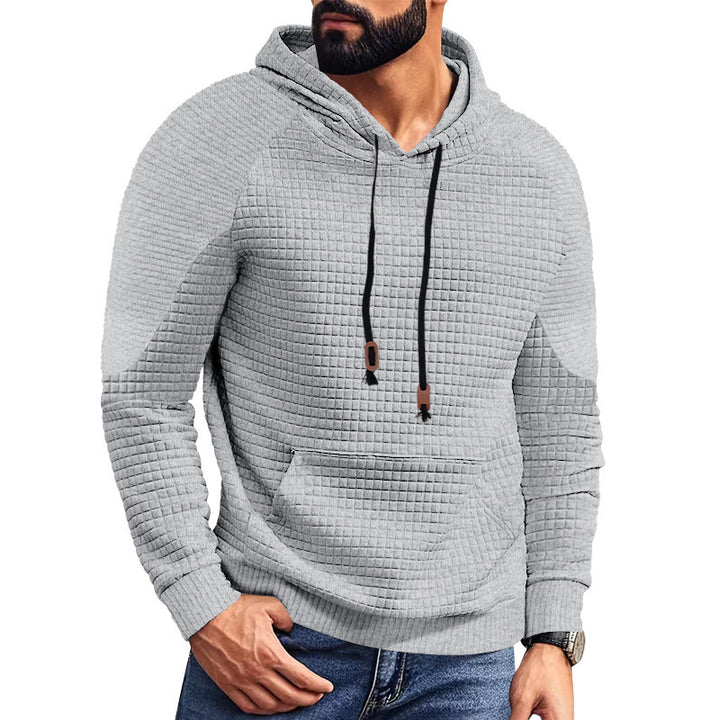 Men's trendy hooded sweatshirt with textured design and kangaroo pocket Lune London