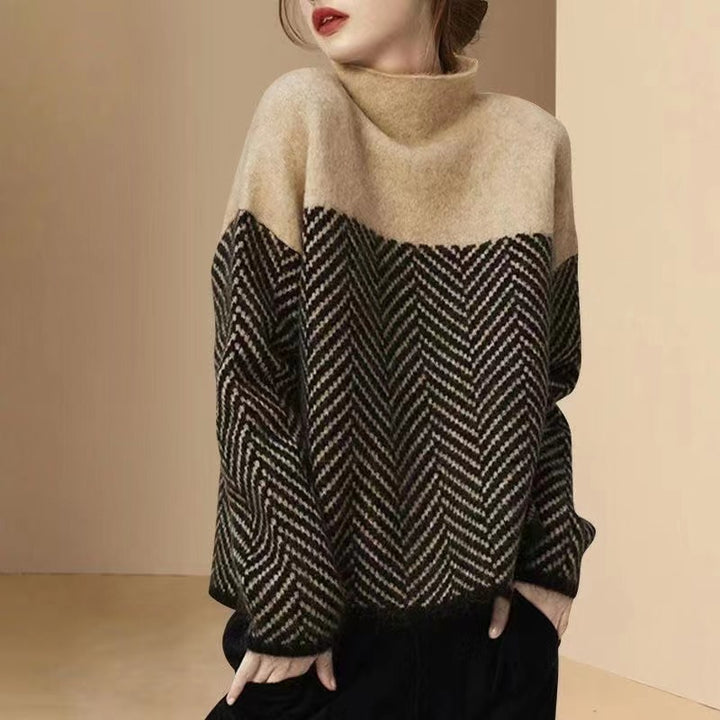 Comfortable knitted sweater for women with a trendy zigzag pattern Lune London