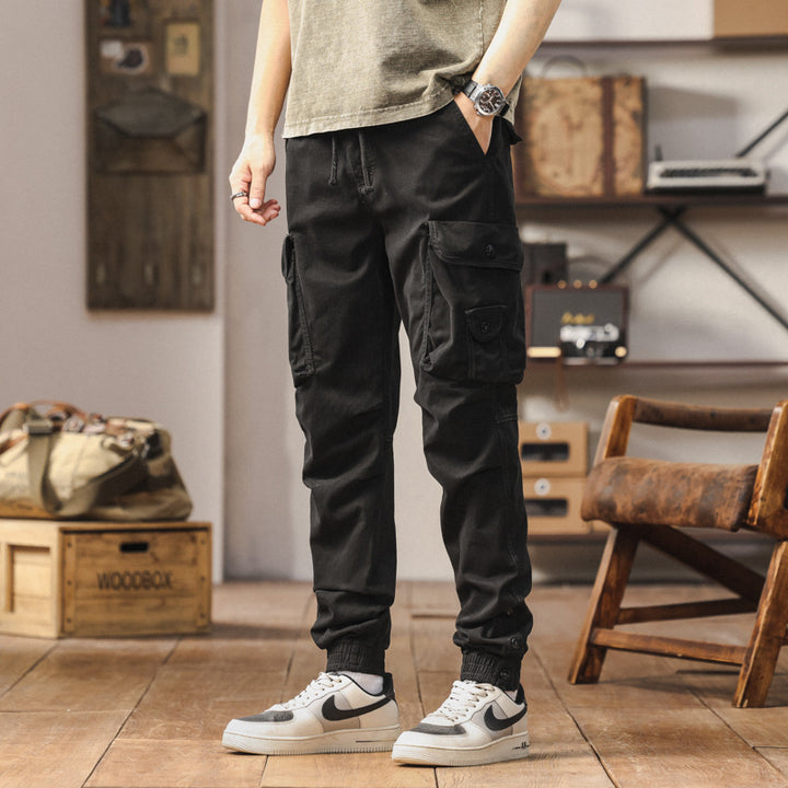 Pantalon cargo multi-fonction pour hommes avec taille élastique et poches pratiques Lune London