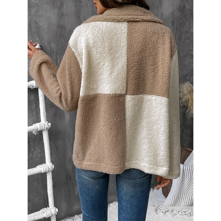 Ladies soft fleece jacket with block pattern Lune London