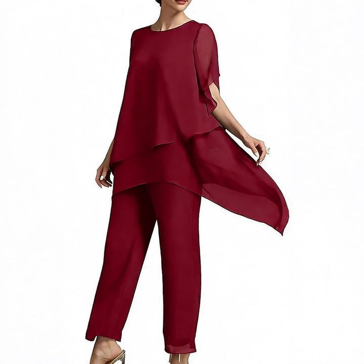 Women Elegant Two-Piece Set with Airy Sleeves and Asymmetrical Hem Lune London