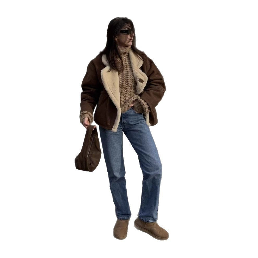 Ladies sheepskin cozy jacket with fine collar Lune London