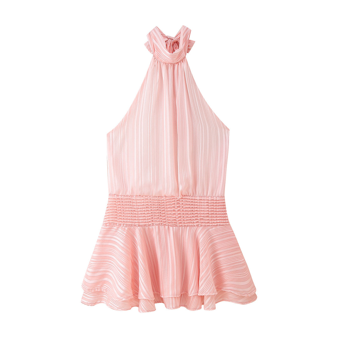 Lady Top with backless design, ruffled hem, and elastic waist Lune London
