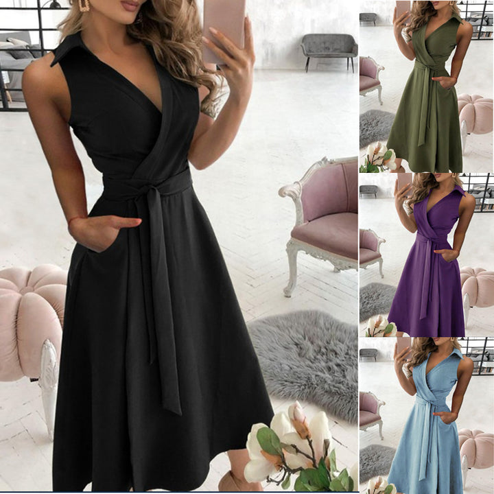 Wrap dress for women with elegant V neckline and belt at the waist Lune London