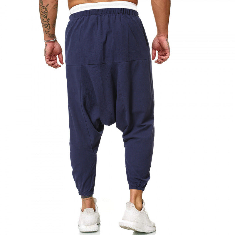 Comfortable harem pants for men with elastic waistband and side pockets Lune London