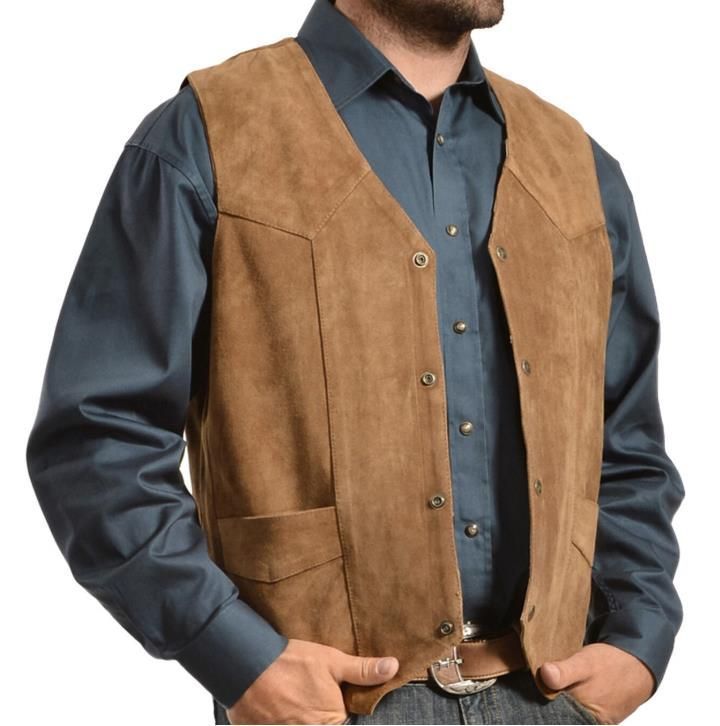 Suede vest for men with side pockets and snap closure Lune London