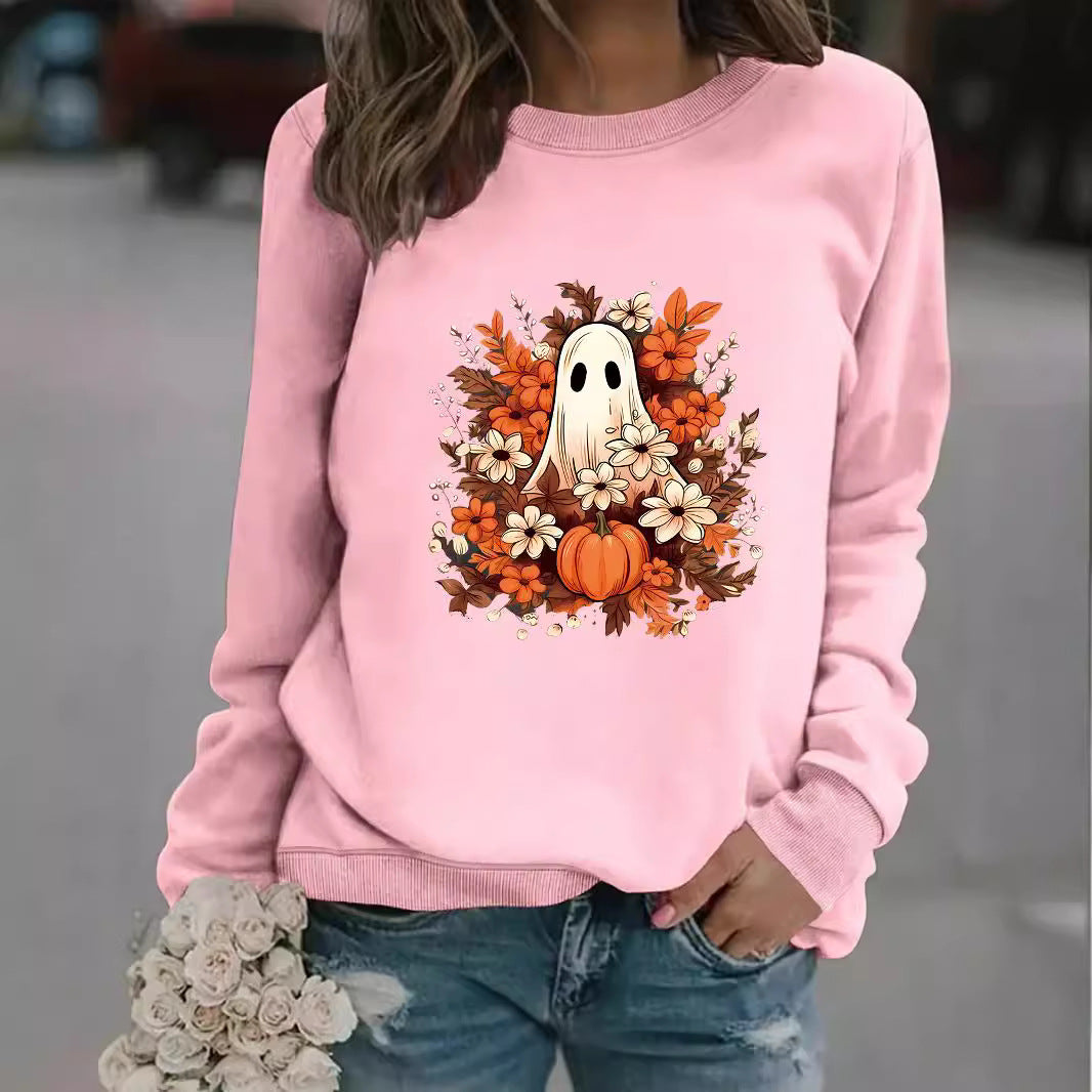 Sweatshirt femme avec motif automnal ludique et effrayant Chic & Stil