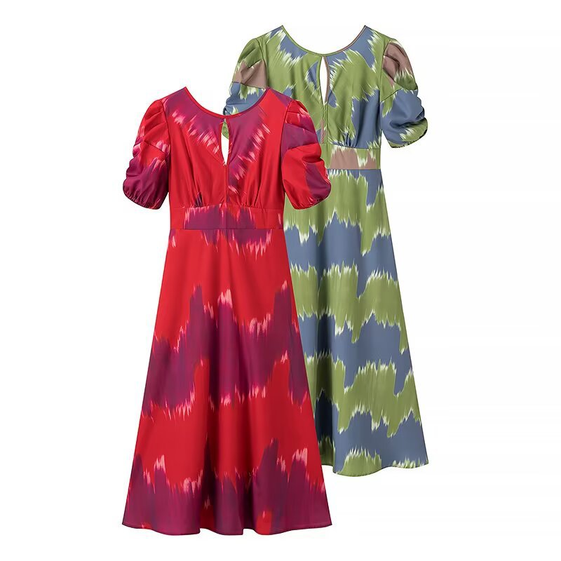 Maxi dress for ladies with elegant gather and modern puff sleeves Lune London