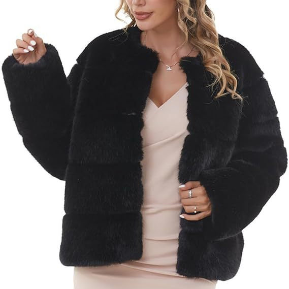 Ladies Cozy Faux Fur Jacket with Puff Sleeve Design Heidi Style